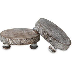 Farmhouse Wood Riser for Display 2 Sets Rustic Decor Mini Wooden Pedestal Stand